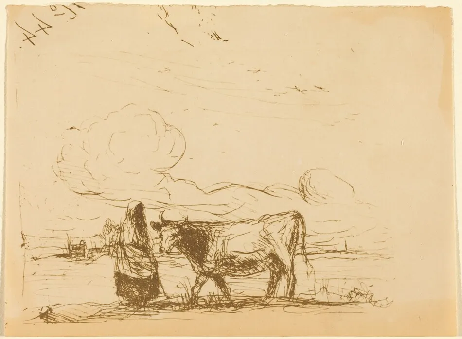 Cow and Its Keeper (La Vache et sa gardienne) by Jean-Baptiste-Camille Corot