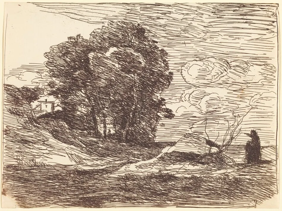 Poet's Dwelling (La Demeure du poete) by Jean-Baptiste-Camille Corot