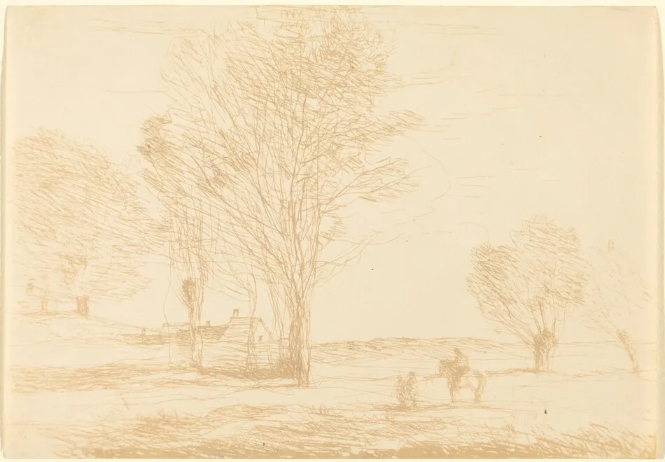 Horseman Halted in the Countryside (Cavalier arrete dans la campagna) by Jean-Baptiste-Camille Corot