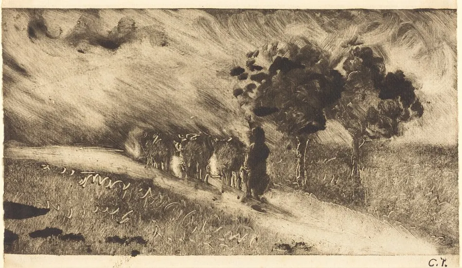 Herding the Cows at Dusk (Vachère le soir) by Camille Pissarro