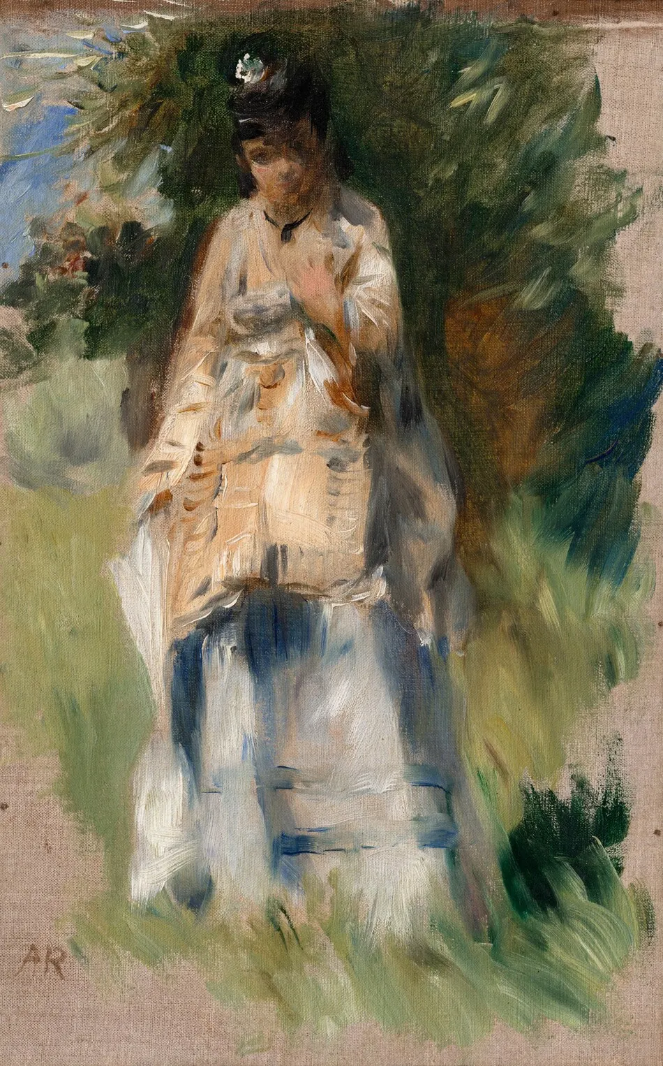 Woman Standing by a Tree by Auguste Renoir