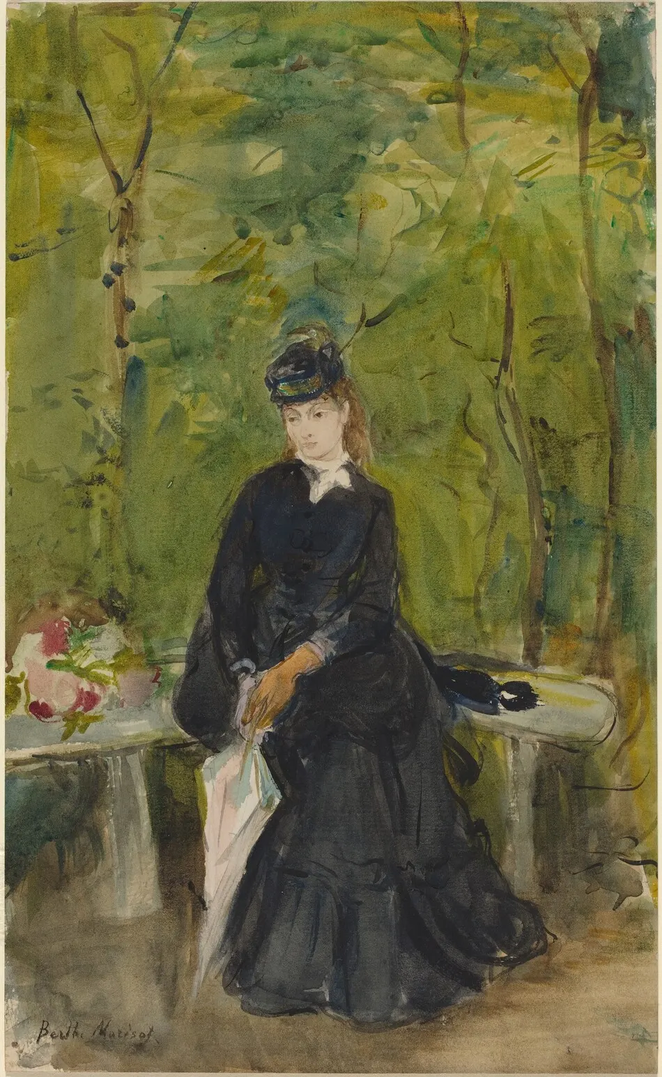 The Artist's Sister Edma Seated in a Park by Berthe Morisot