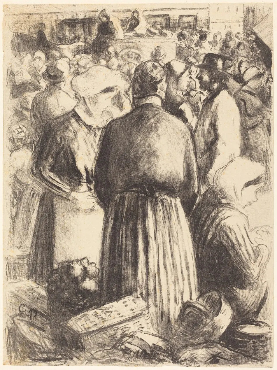 Market at Pontoise (Marché a Pontoise) by Camille Pissarro