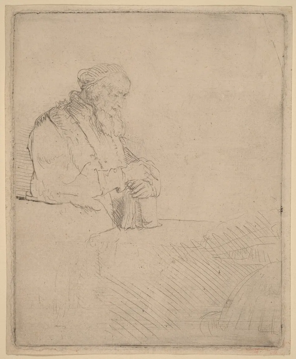 Old Man in Meditation, Leaning on a Book by Rembrandt van Rijn