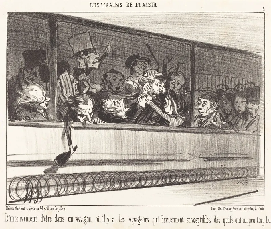 L'Inconvénient d'être dans un wagon... by Honoré Daumier