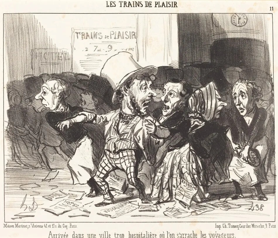 Arrivée dans une ville trop hospitalière... by Honoré Daumier