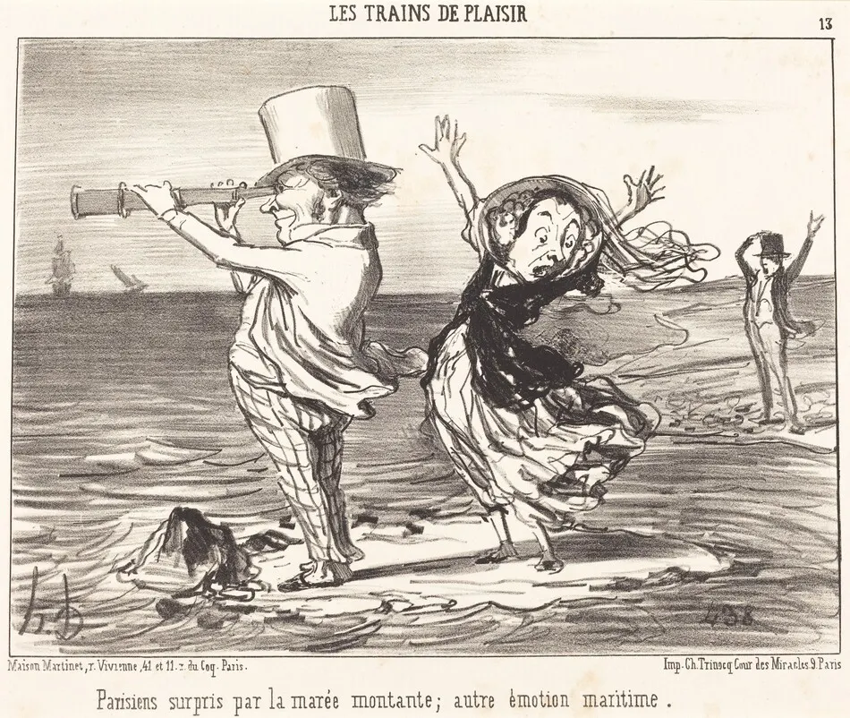 Parisiens surpris par la marée... by Honoré Daumier