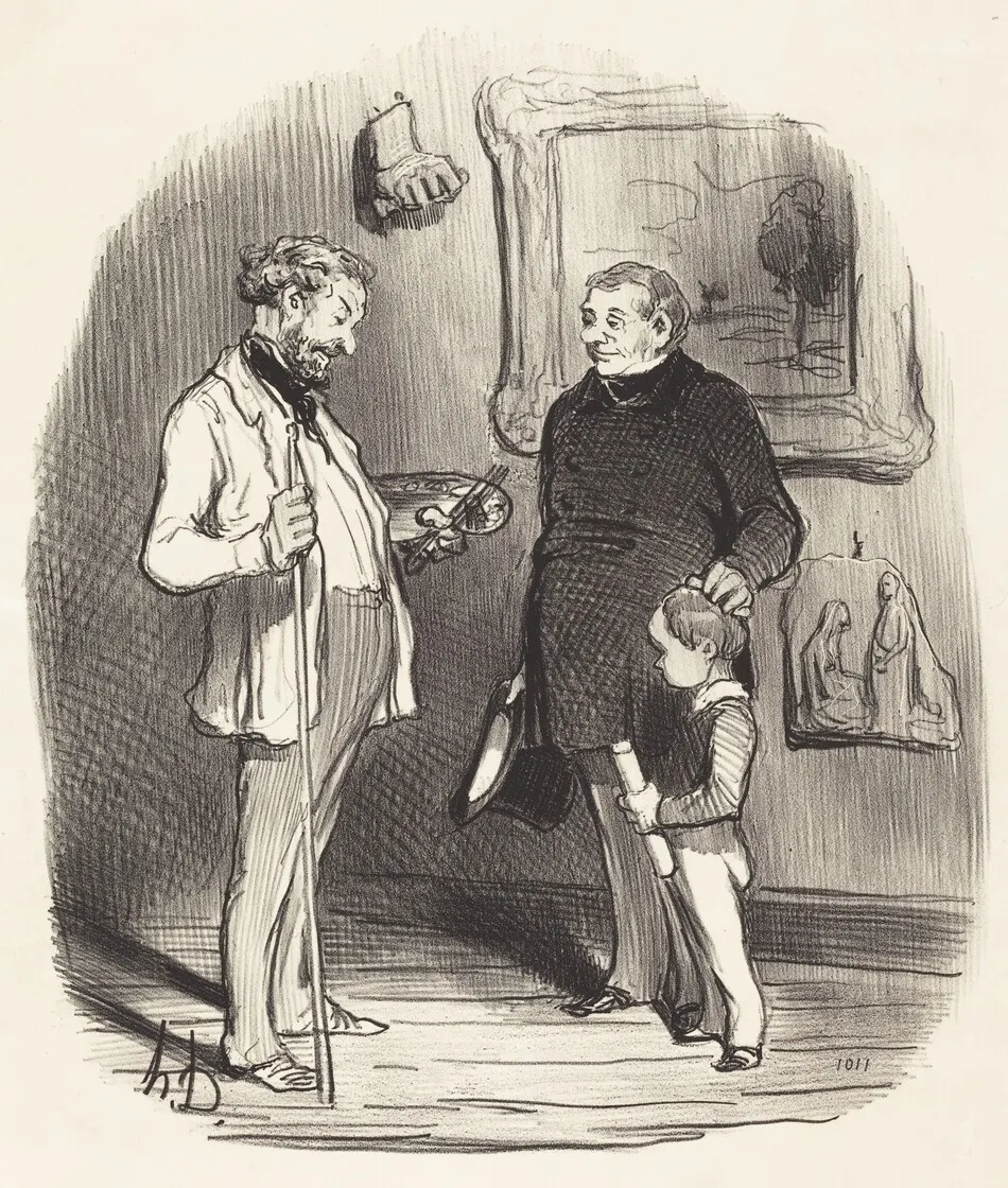 V'la mon petit... s'il n'a pas assez de moyens... by Daumier, Honoré