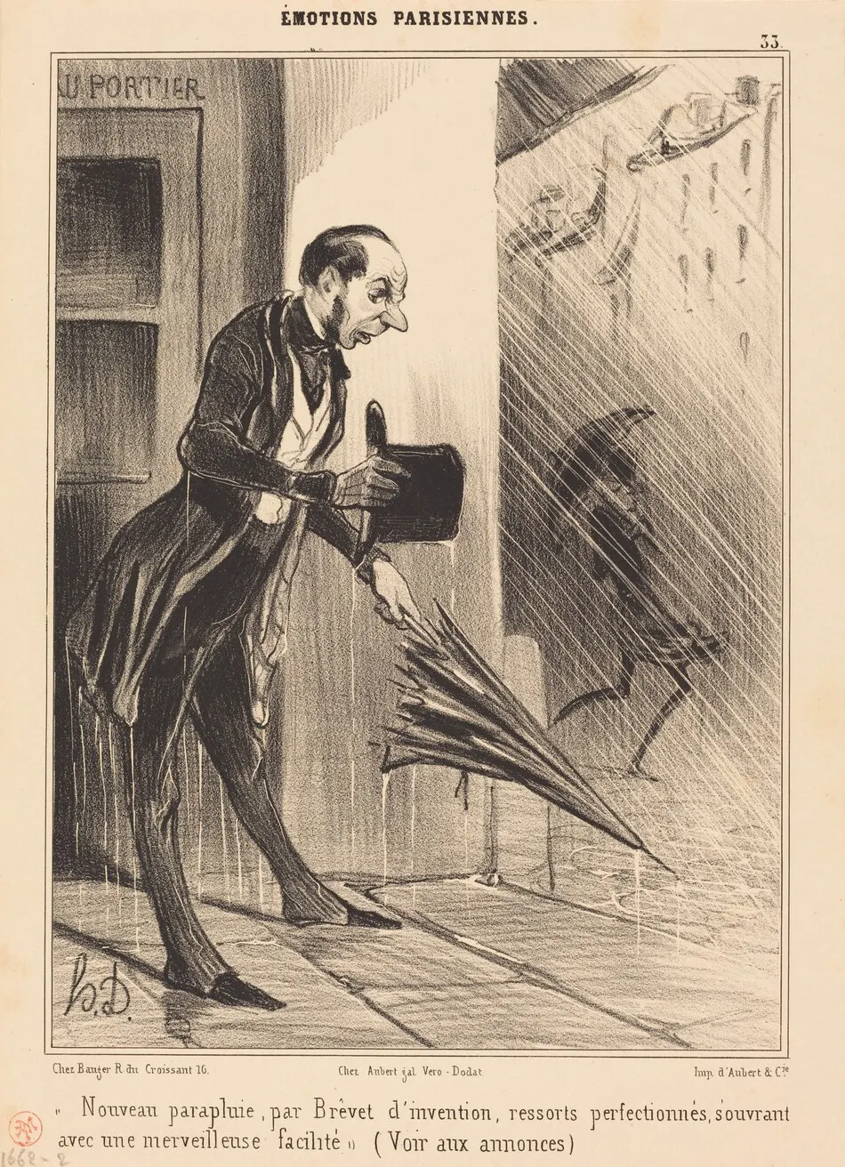 Nouveau parapluie, par Brevet... by Honoré Daumier
