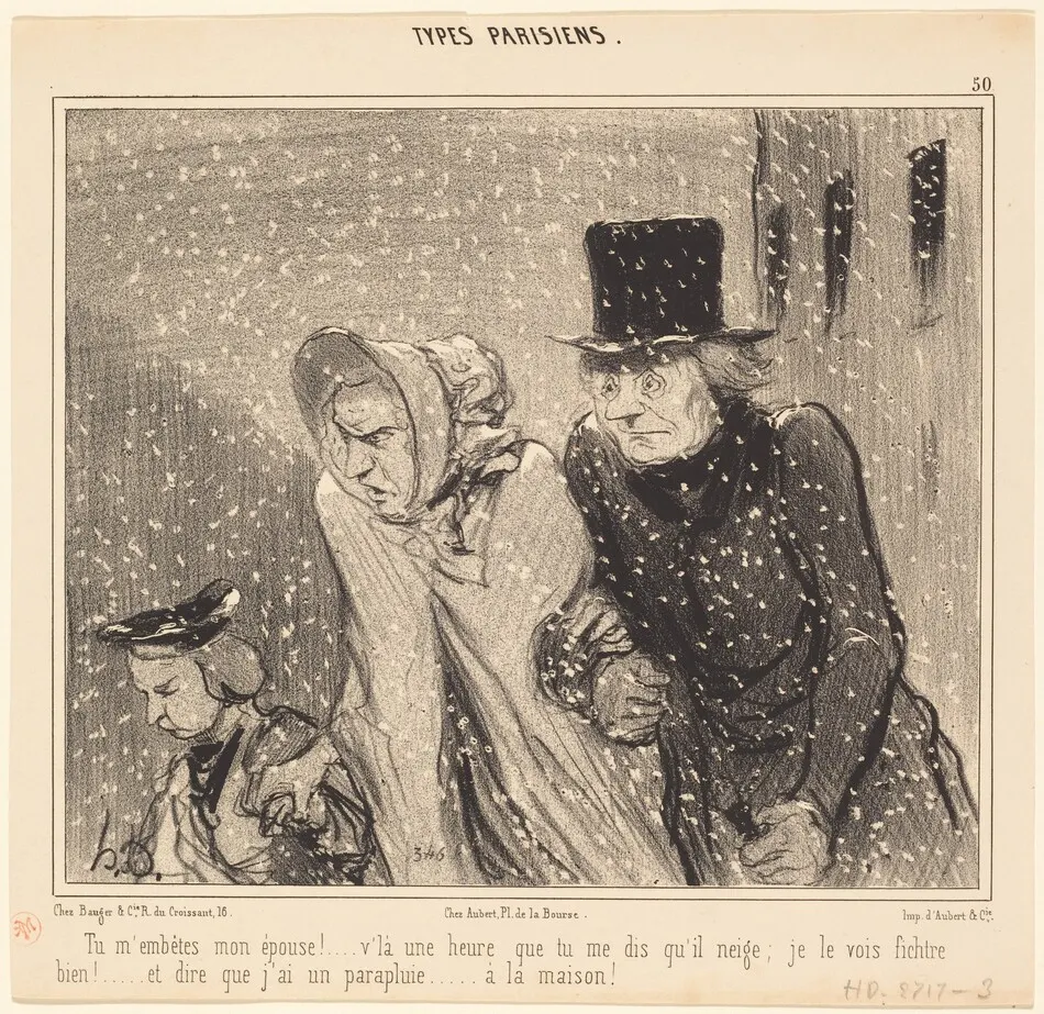 Tu m'embêtes, mon épouse!... v'la une heure... by Daumier, Honoré