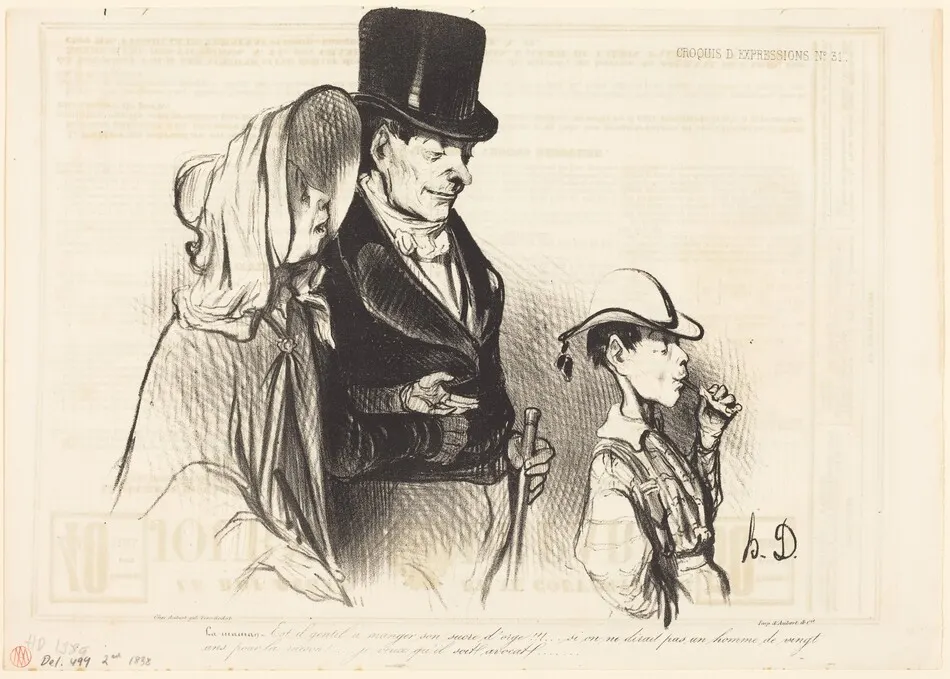 La Maman - Est-il gentil a manger son sucre d'orge!... by Honoré Daumier