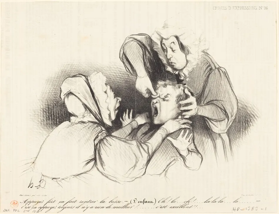 Appuyez fort, ça fait rentrer la bosse... by Honoré Daumier