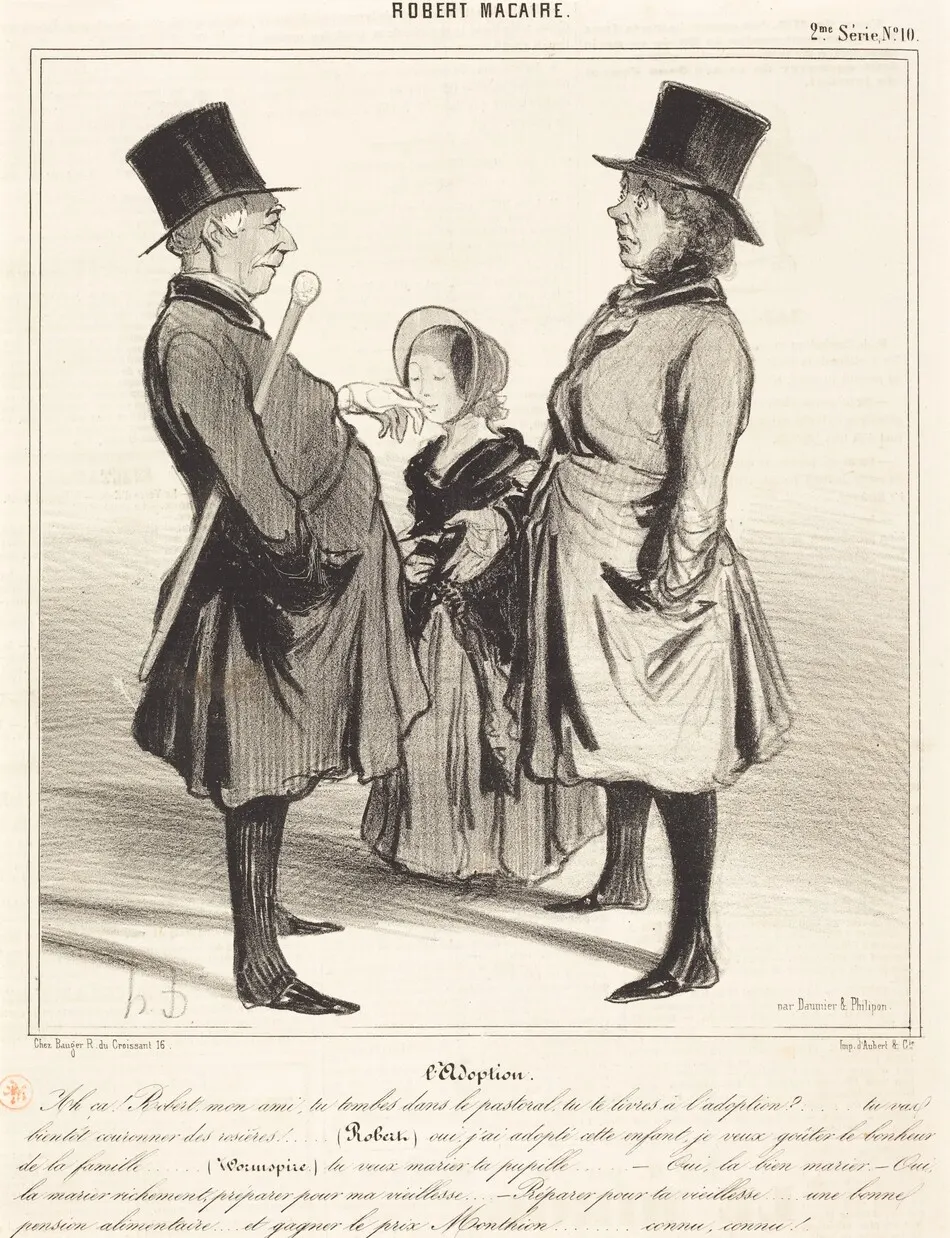 L'Adoption - Ah ça! Robert, mon ami... by Honoré Daumier