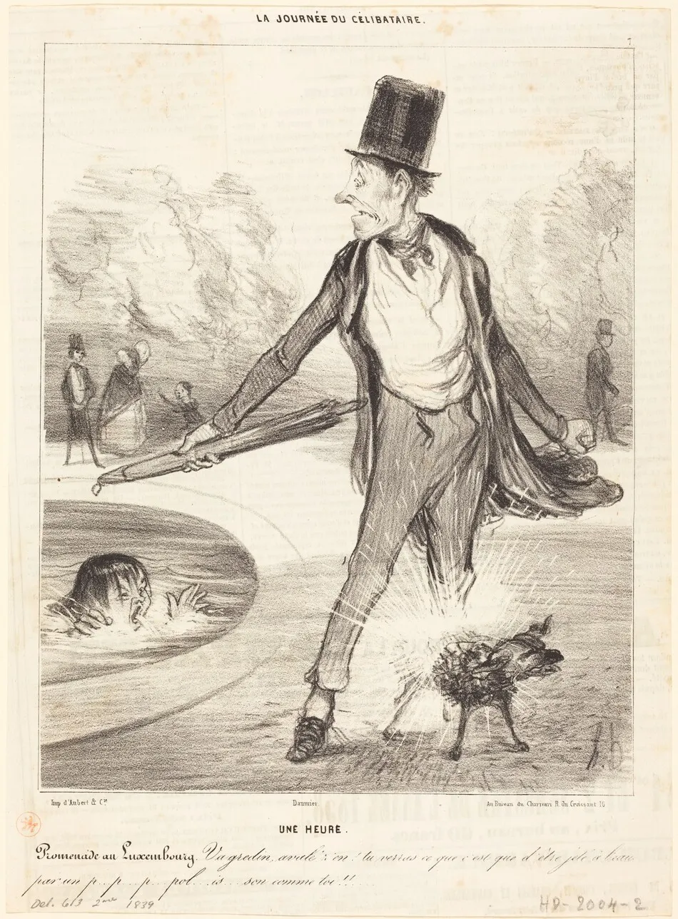 Une heure - Promenade au Luxembourg by Daumier, Honoré