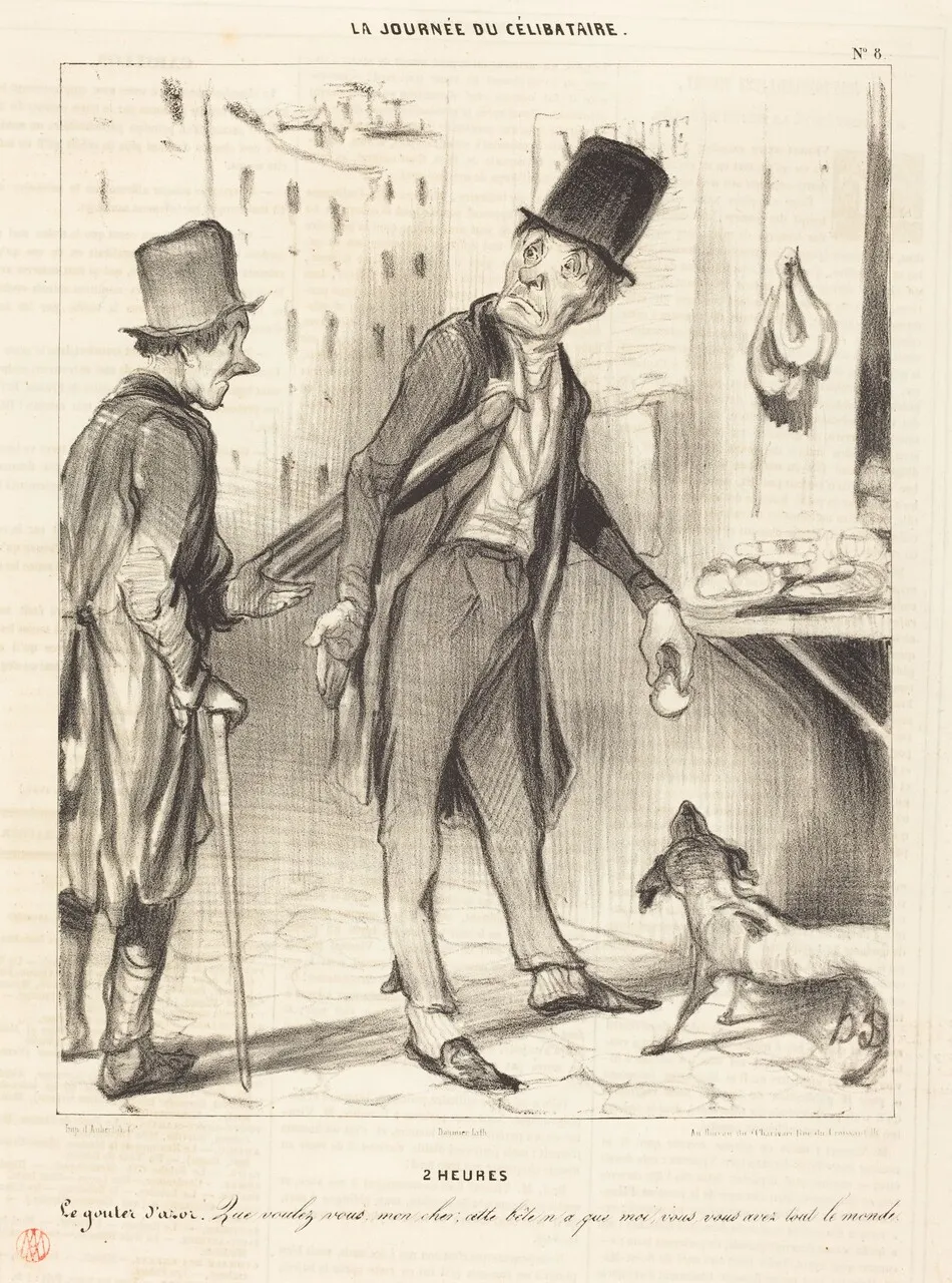 2 heures - Le gouter d'Azor by Honoré Daumier