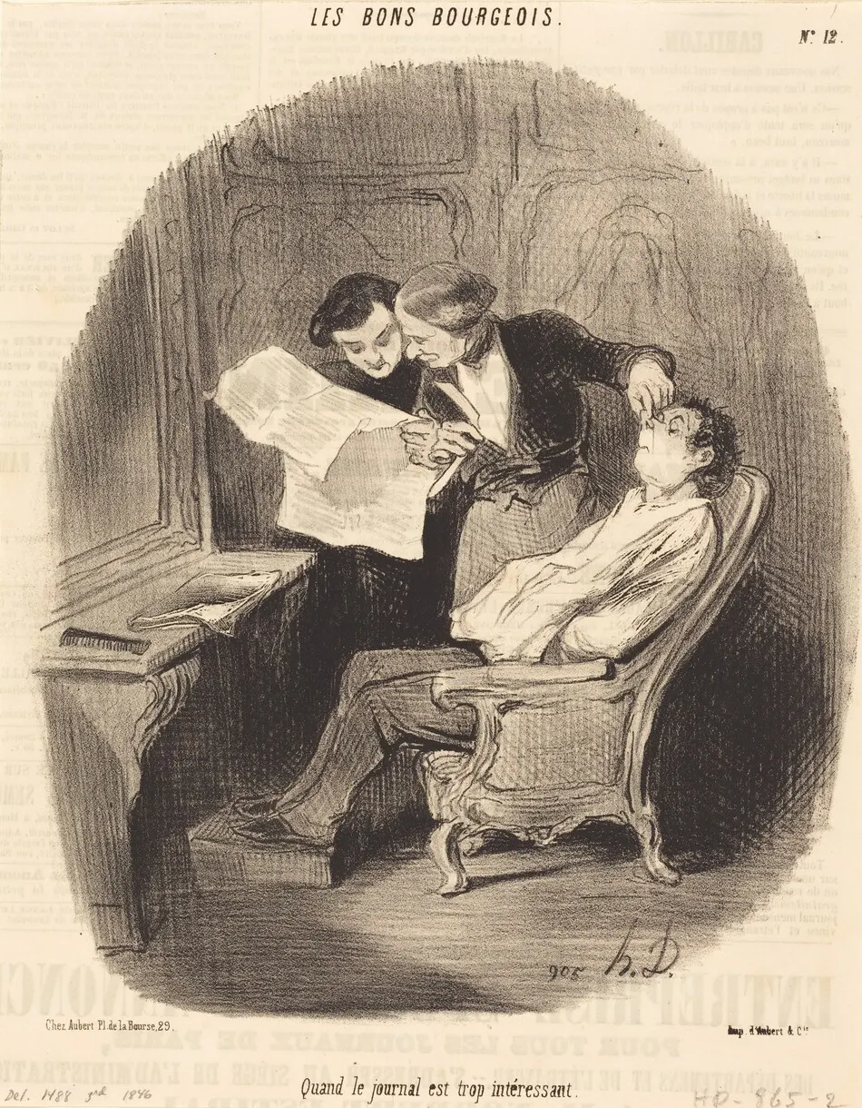 Quand le journal est trop intéressant by Honoré Daumier