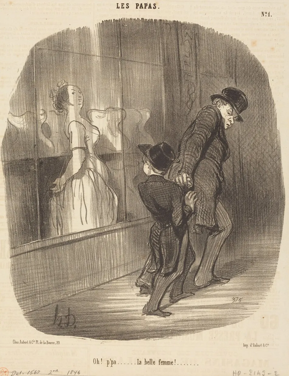 Oh! p'pa... la belle femme! by Honoré Daumier
