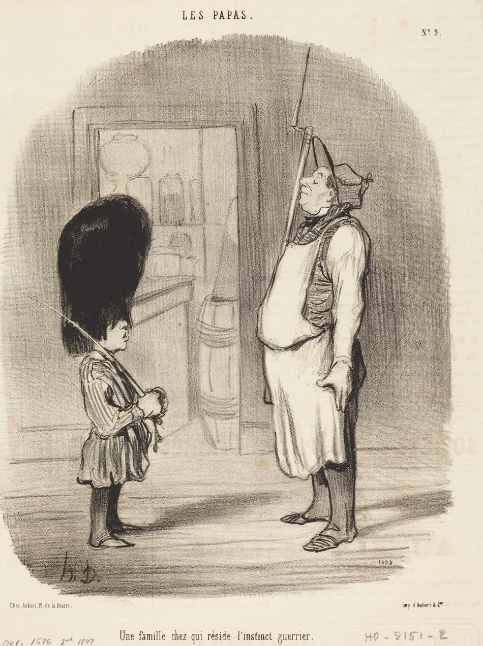 Une Famille chez qui réside l'instinct guerrier by Daumier, Honoré