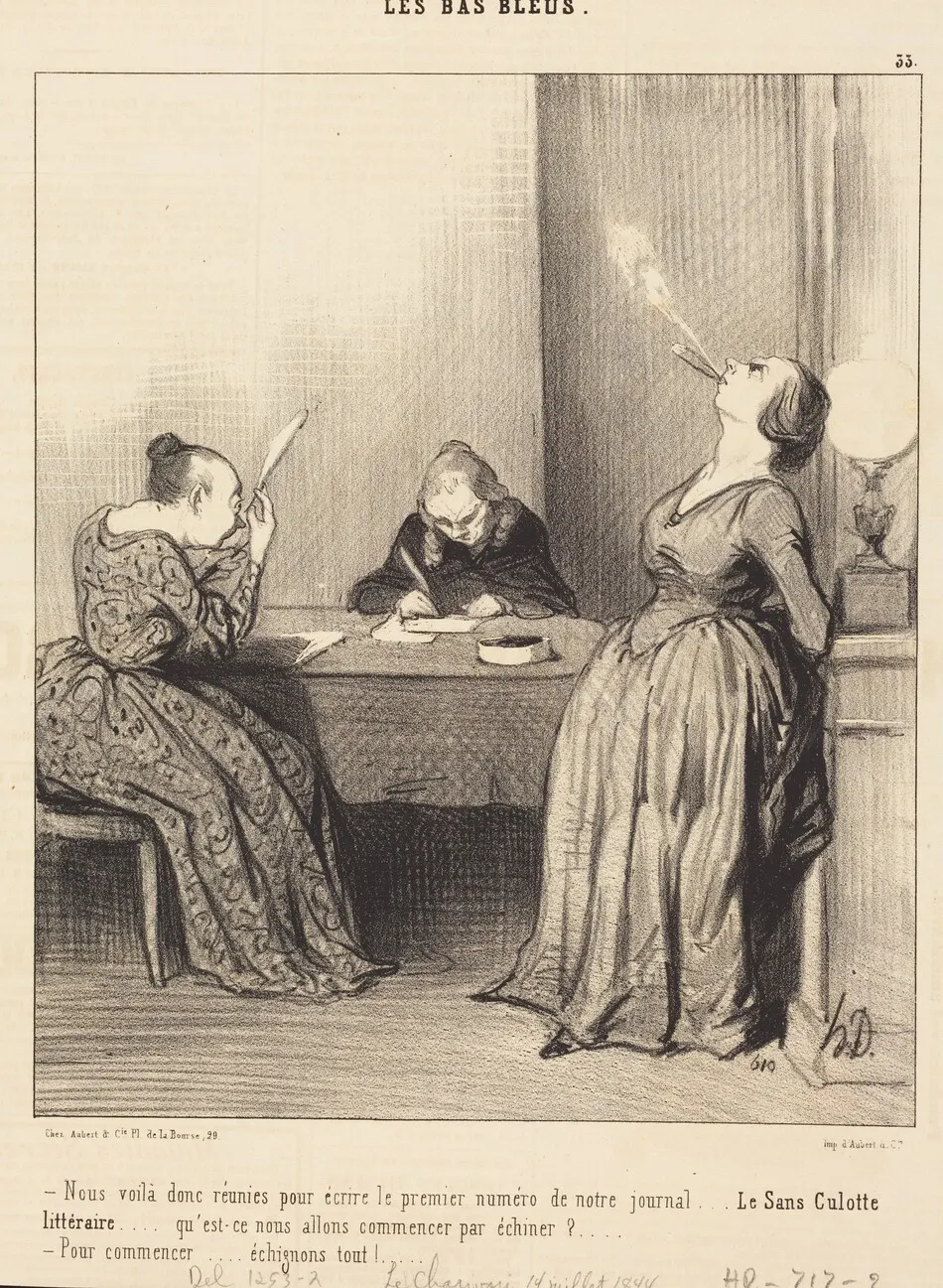 Nous voila... réunies pour écrire le premier numéro... by Honoré Daumier