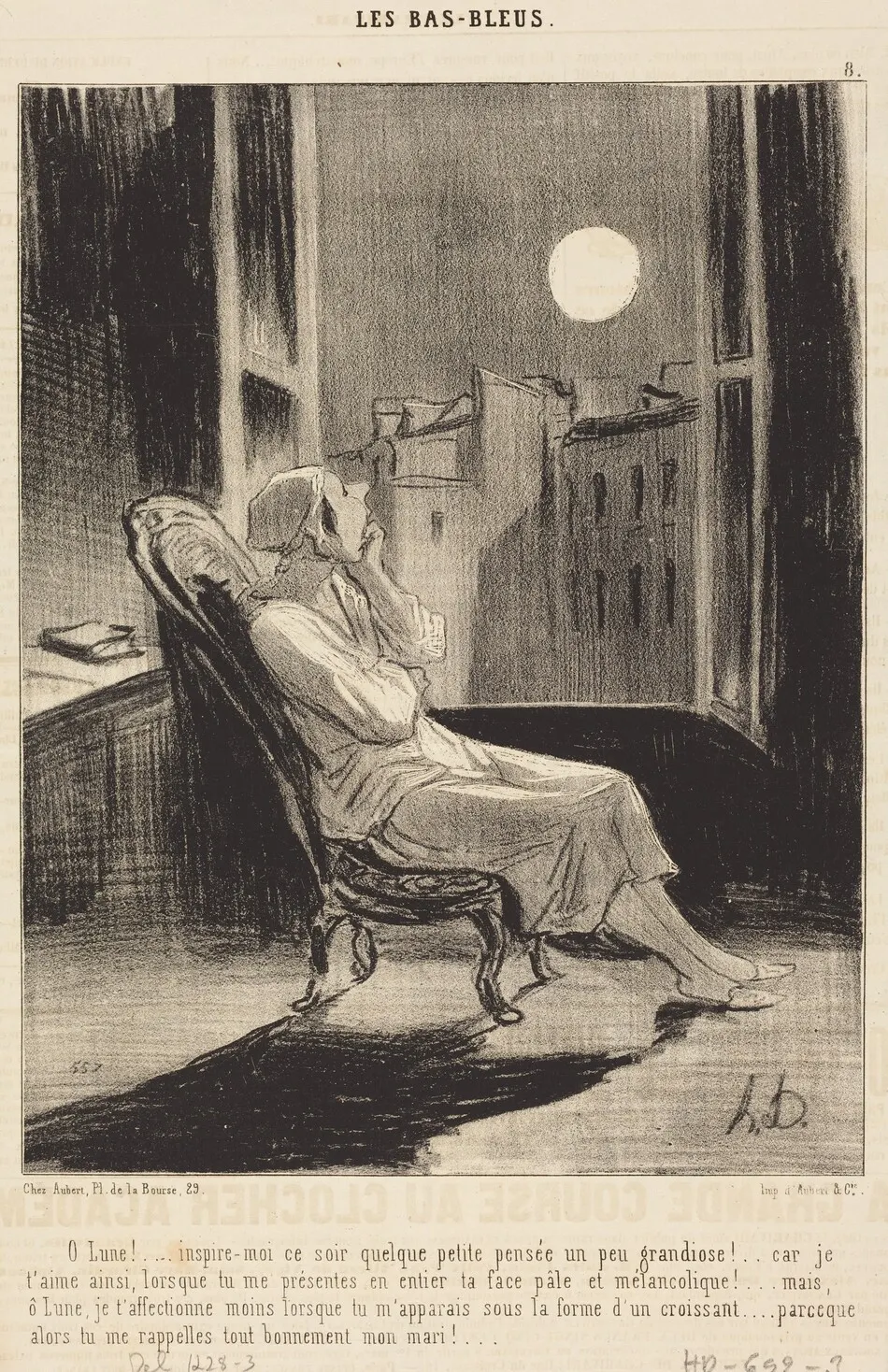 O Lune!... inspire-moi ce soir quelque petite pensée... by Honoré Daumier