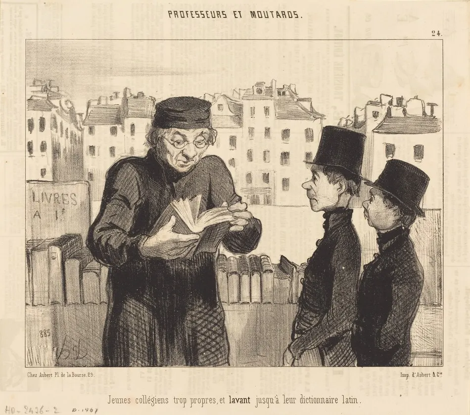 Jeunes collégiens... lavant jusqu'a leur dictionnaire latin by Honoré Daumier