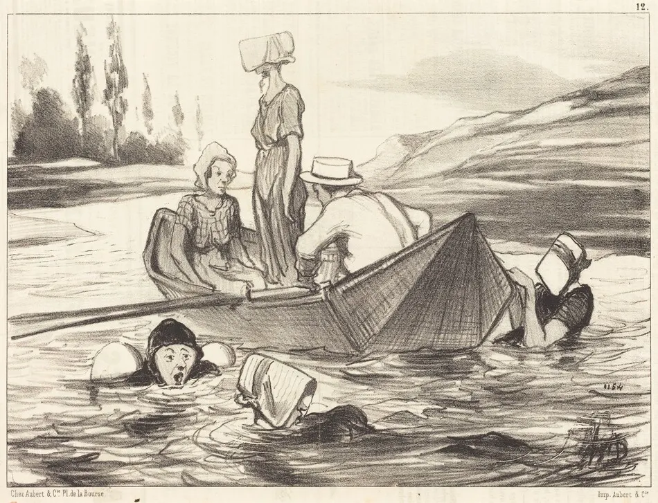 En pleine eau by Honoré Daumier