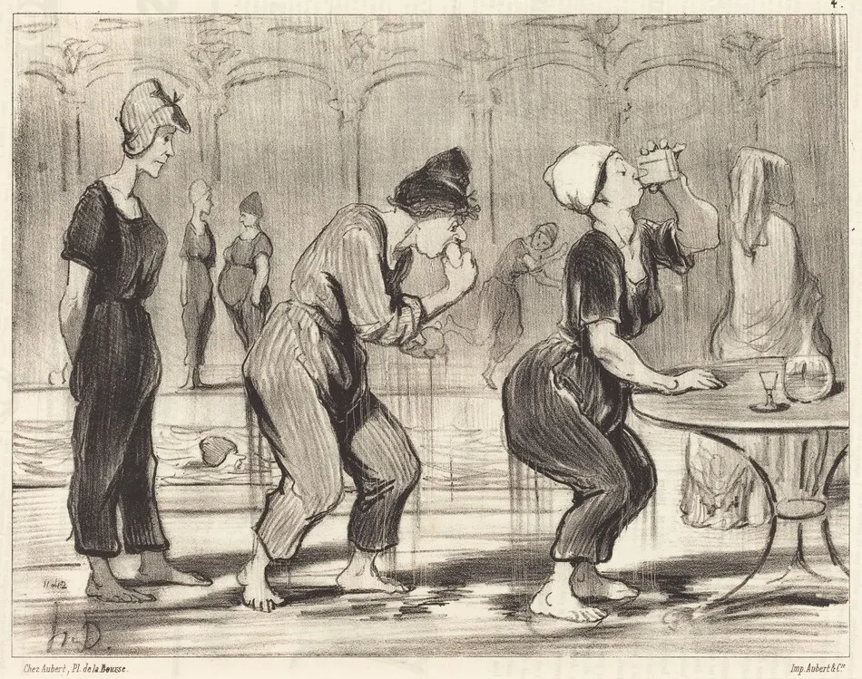 Entre deux plongeons by Honoré Daumier