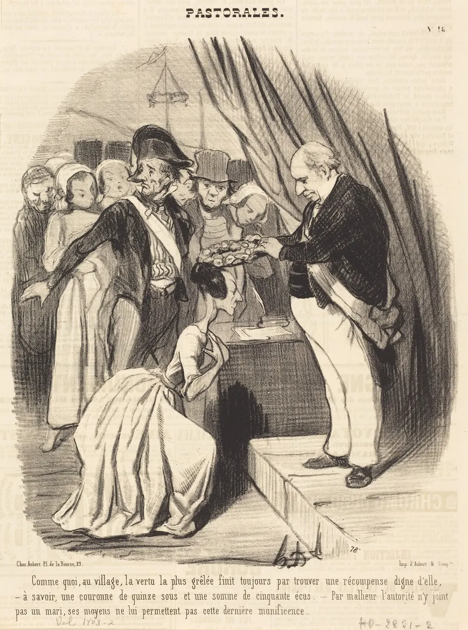 Comme quoi, au village, la vertu la plus grêlée... by Honoré Daumier
