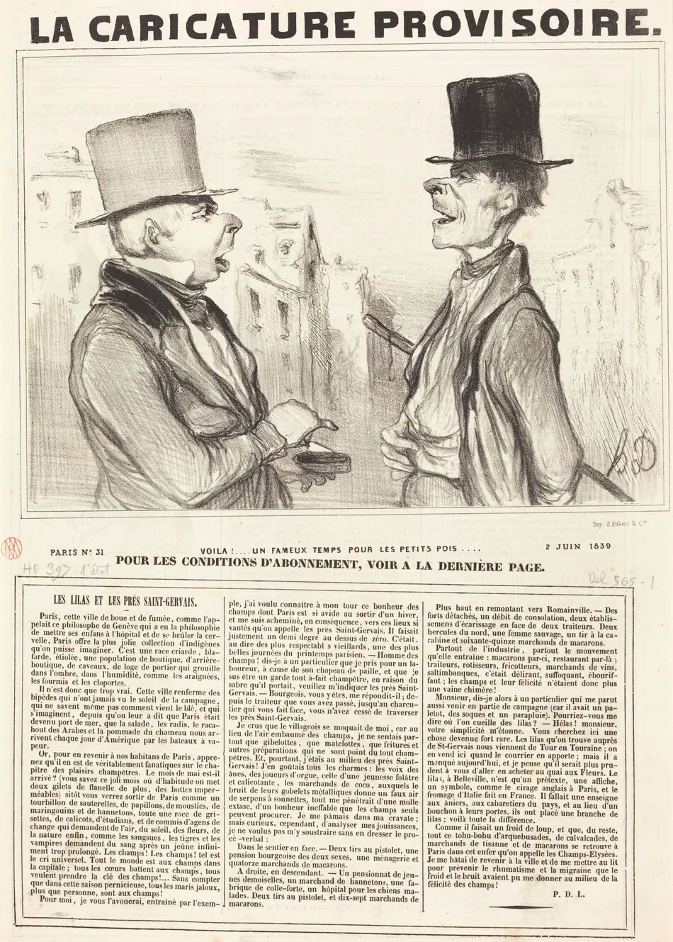 Voila!... un fameux temps pour les petits pois... by Daumier, Honoré