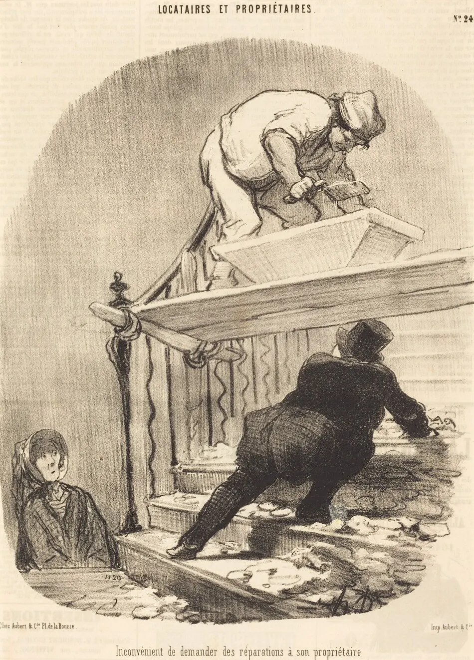 Inconvénient de demander des réparations... by Honoré Daumier