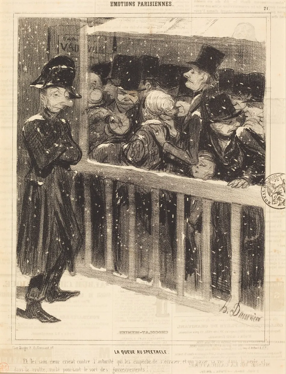 La Queue au spectacle by Honoré Daumier