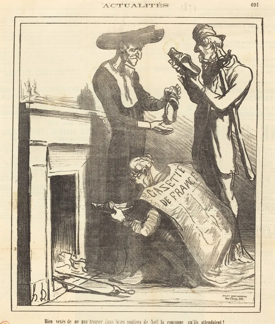 Bien vexés de ne pas trouver... la couronne... by Honoré Daumier
