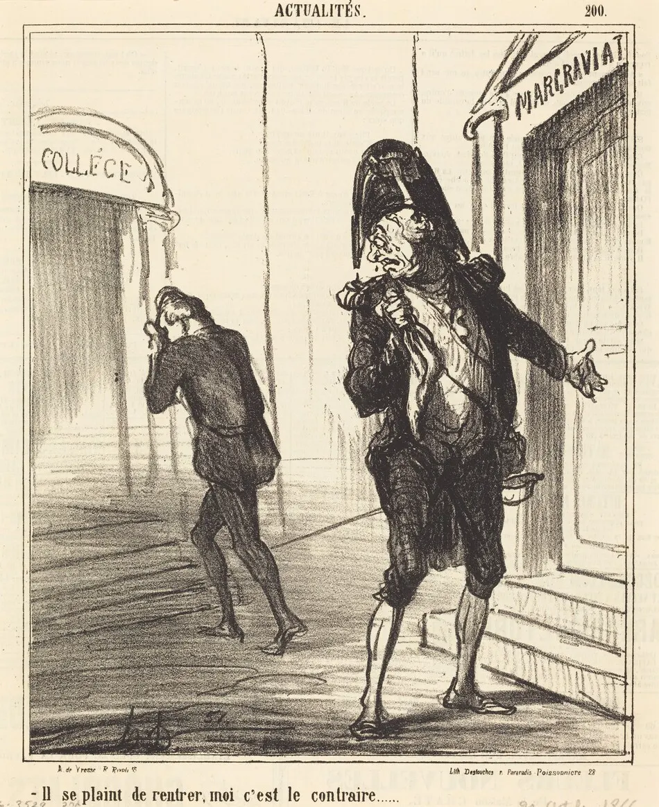 Il se plaint de rentrer... by Honoré Daumier