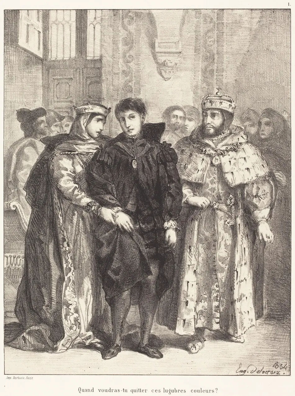 The Queen Tries to Console Hamlet (Act I, Scene II) by Eugène Delacroix