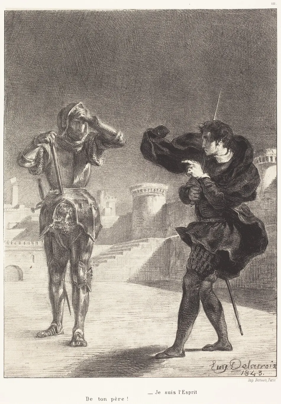 The Ghost on the Terrace (Act I, Scene V) by Eugène Delacroix