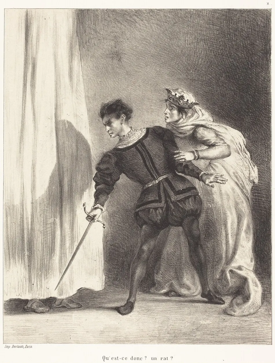 The Murder of Polonius (Act III, Scene IV) by Eugène Delacroix