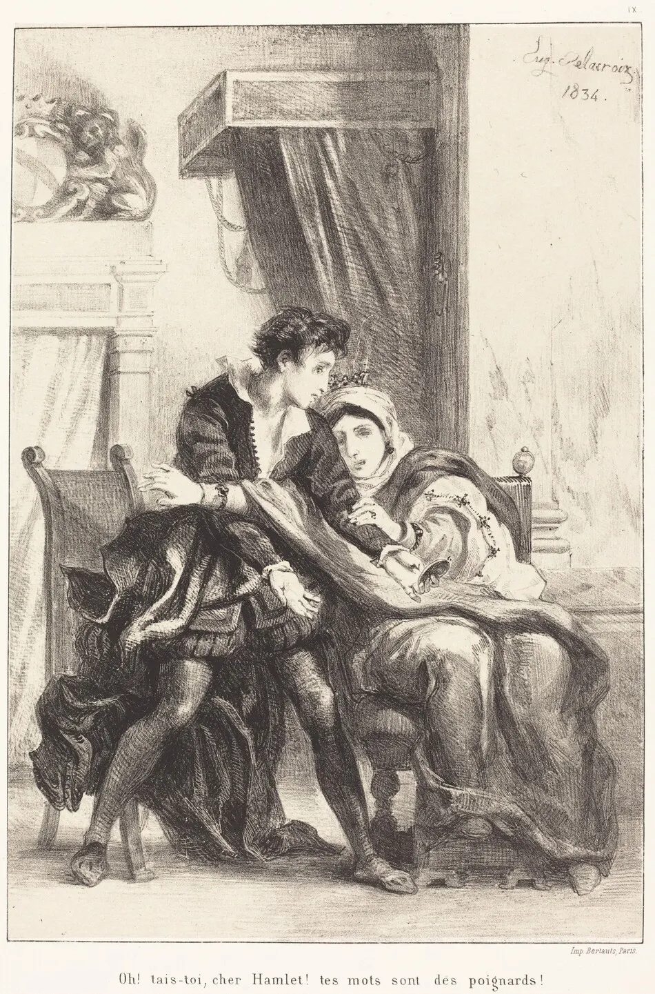 Hamlet and the Queen (Act III, Scene IV) by Eugène Delacroix