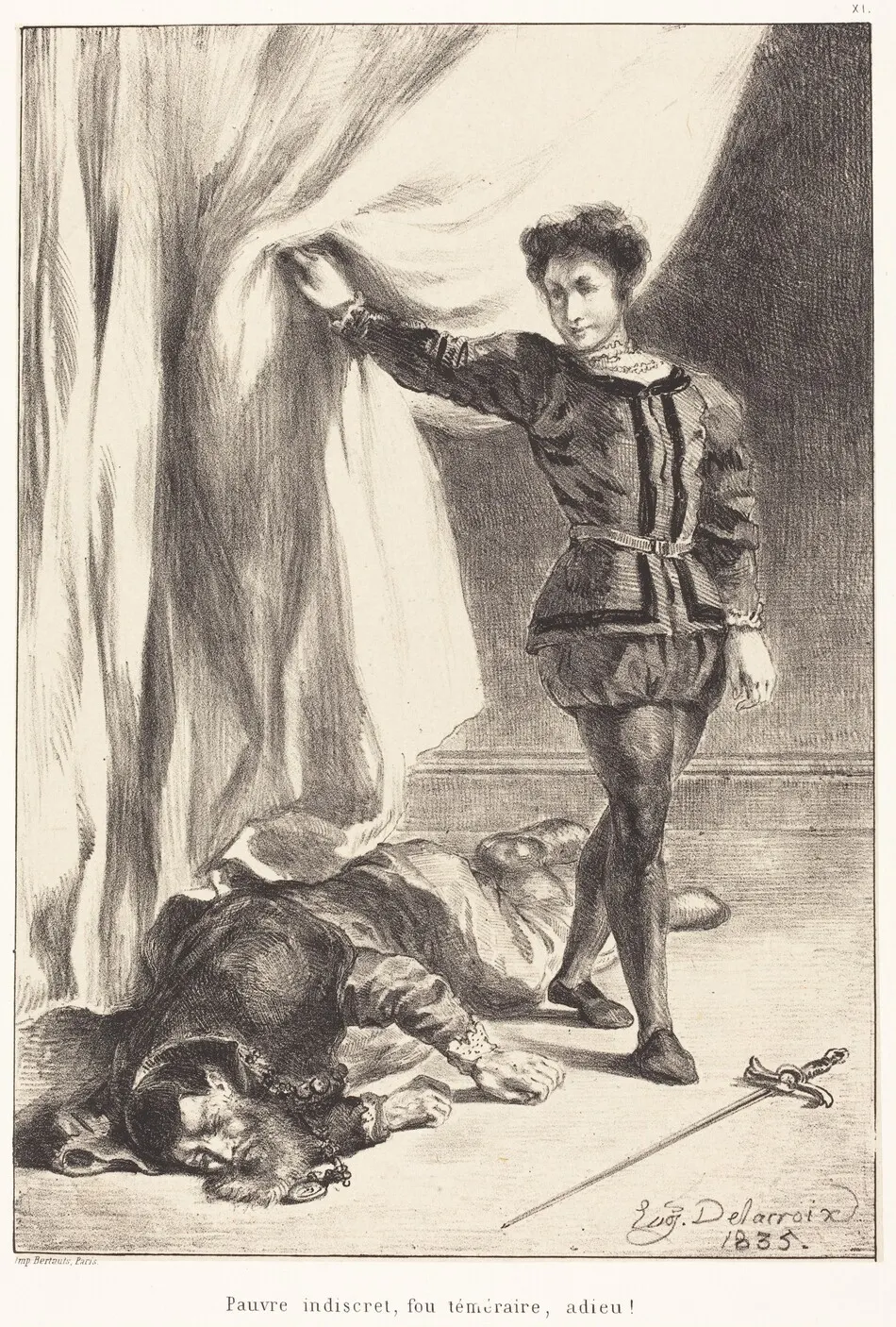Hamlet and the Body of Polonius (Act III, Scene IV) by Eugène Delacroix