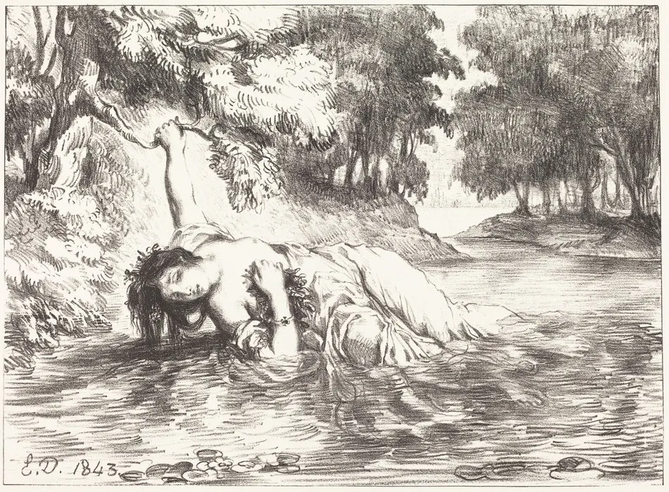 The Death of Ophelia (Act IV, Scene VII) by Eugène Delacroix