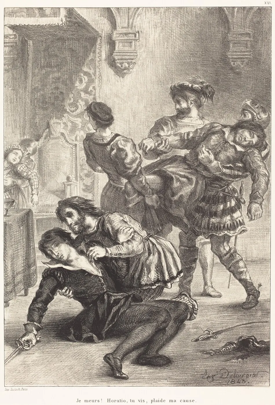 The Death of Hamlet (Act V, Scene II) by Eugène Delacroix