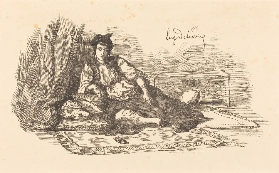 Jewish Woman of Algiers  (Juive d'Alger et une rue à Alger) by Eugène Delacroix