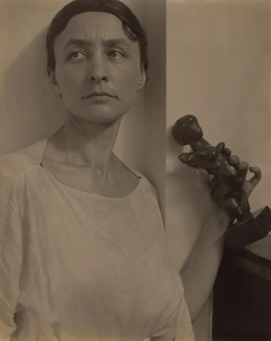 Georgia O'Keeffe with Matisse Sculpture by Alfred Stieglitz