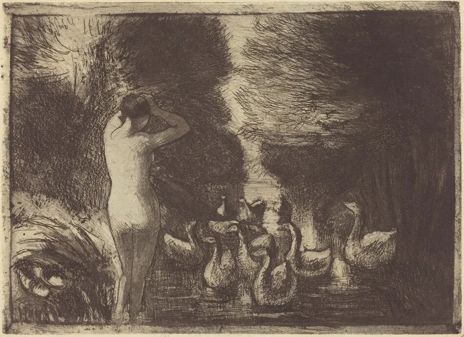 Baigneuse aux oies (Bathers with Geese) by Camille Pissarro