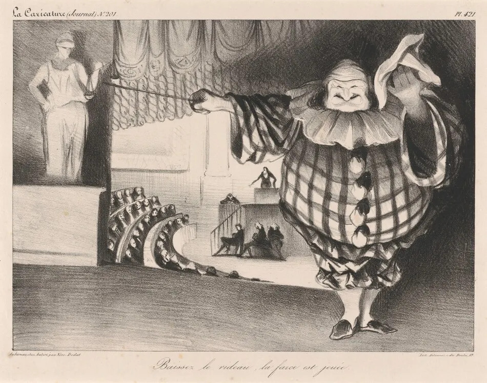 Baissez le rideau, la farce est jouée (Lower the Curtain, the Farce is Over) by Honoré Daumier