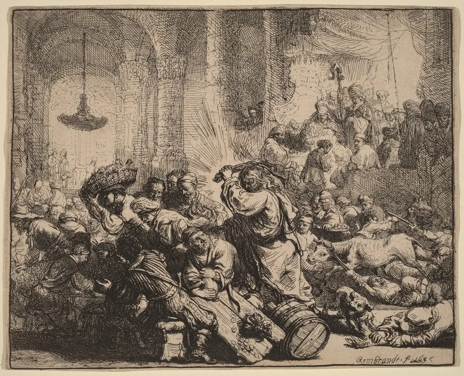 Christ Driving the Money Changers from the Temple by Rembrandt van Rijn