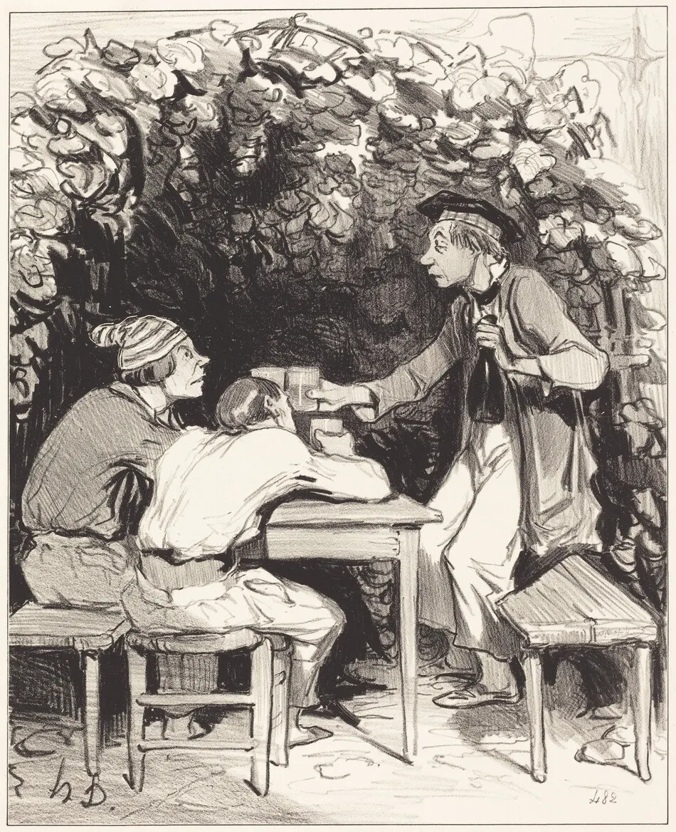 Vois-tu, mon ami... il n'y a que deux élemens... du bonheur... by Daumier, Honoré