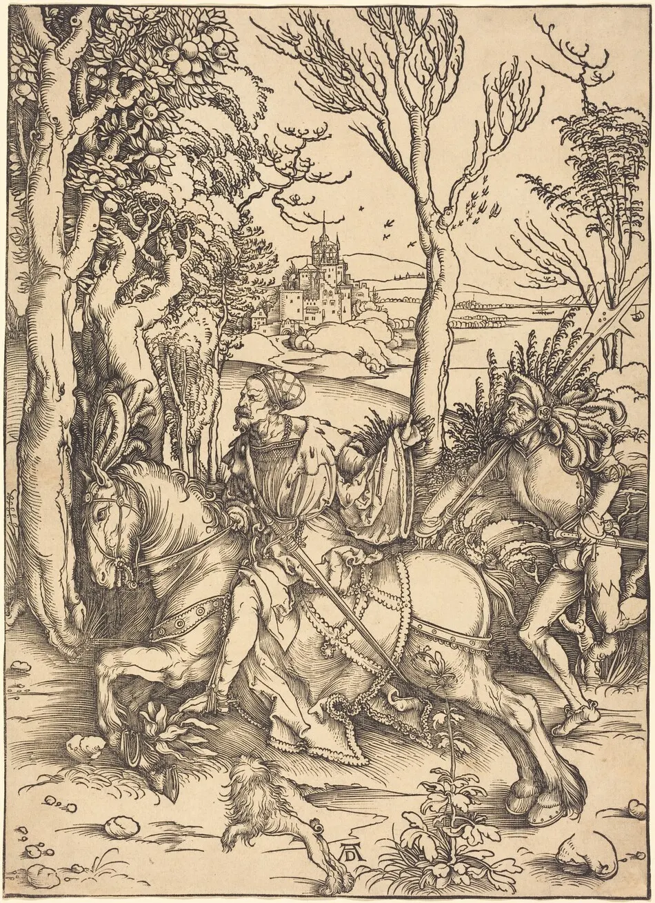 The Knight on Horseback and the Lansquenet by Albrecht Dürer