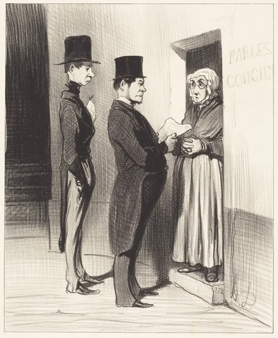 Et parlant a sa portière ainsi déclarée... by Honoré Daumier