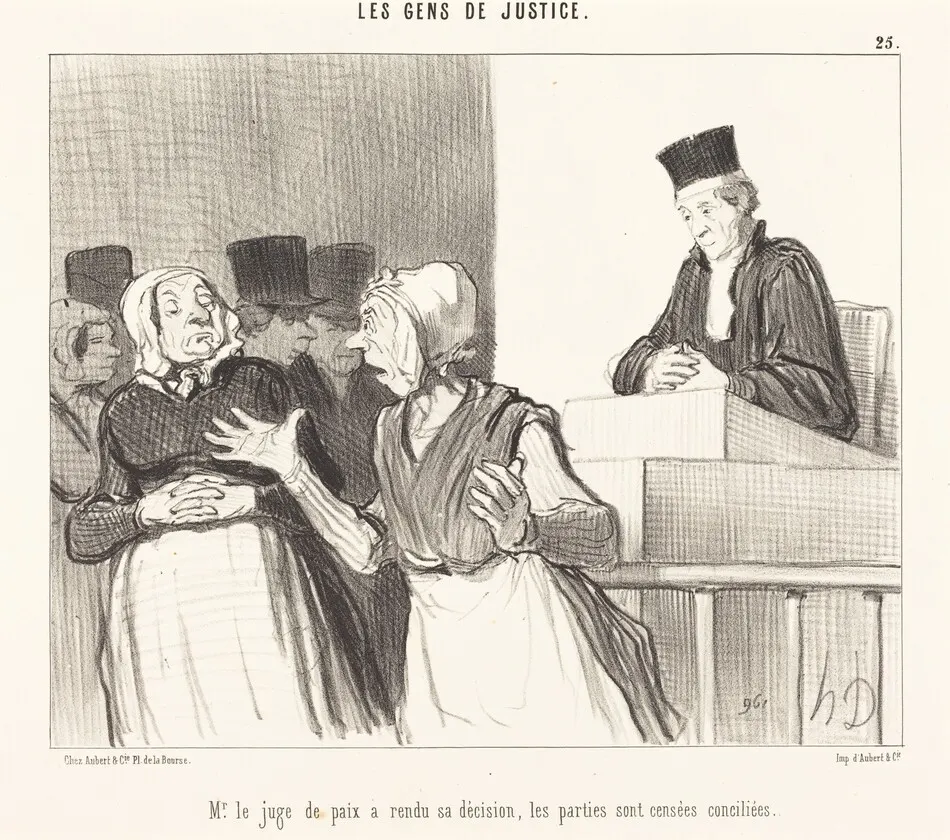 Mr. le Juge de paix a rendu sa décision... by Honoré Daumier