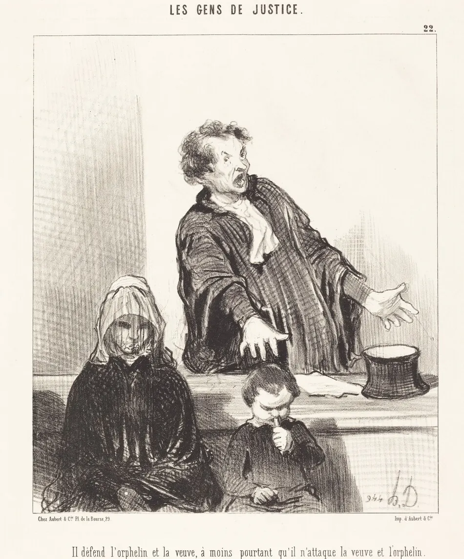 Il défend l'orphelin et la veuve, a moins... by Honoré Daumier
